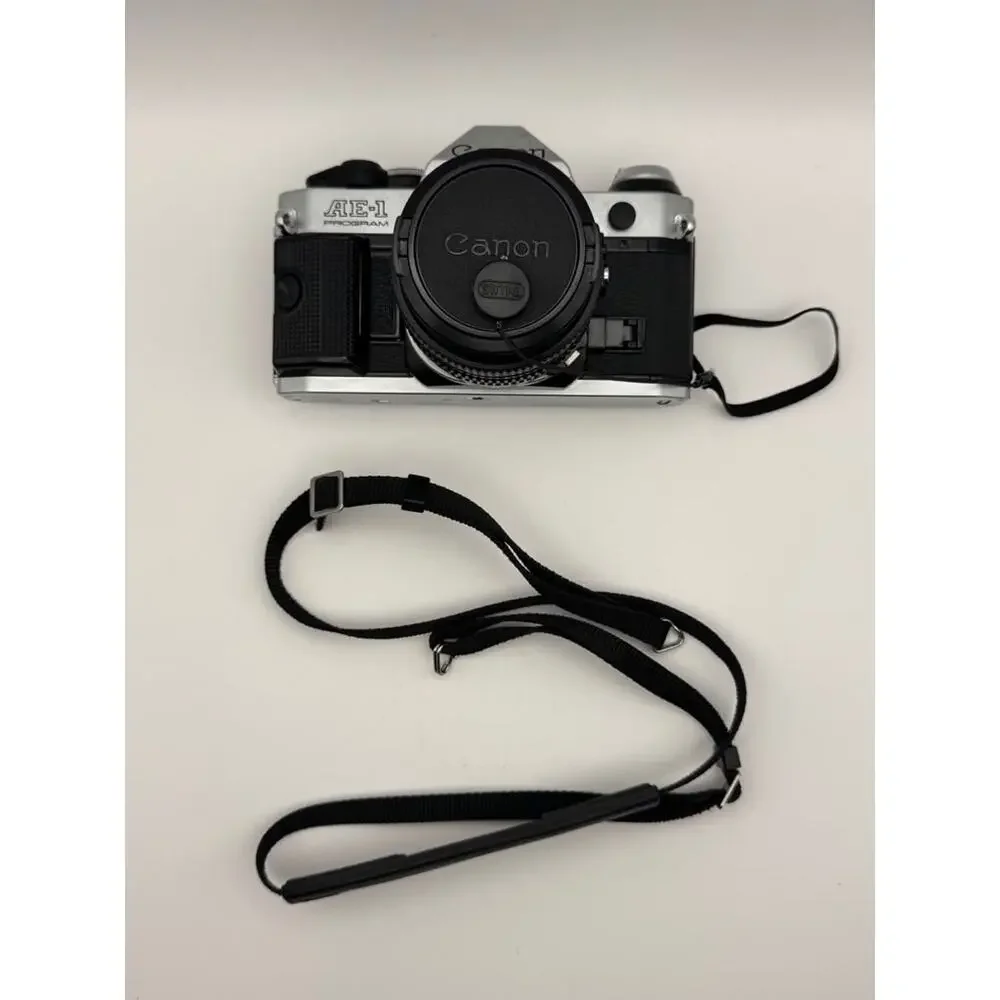 Canon AE-1 Program 35mm SLR Film Camera FD 50mm f/1.8 Lens Silver